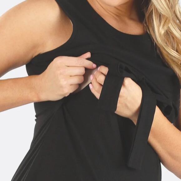 Angel Maternity Sleeveless Black Maternity and Nursing Tie Knot Dress Size XXL - Picture 3 of 8